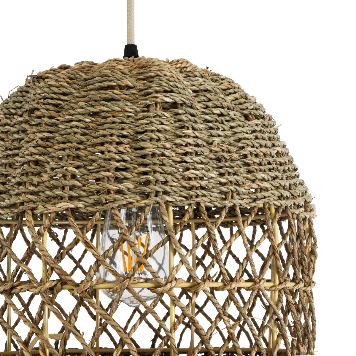 LEDTM® SAINTLUCIA 02160 Boho Κρεμαστό Φωτιστικό Οροφής με Ντουί 1 x E27 AC 220-240V IP20 - Μπεζ & Καφέ - Μ30 x Π30 x Υ90cm - Image 8