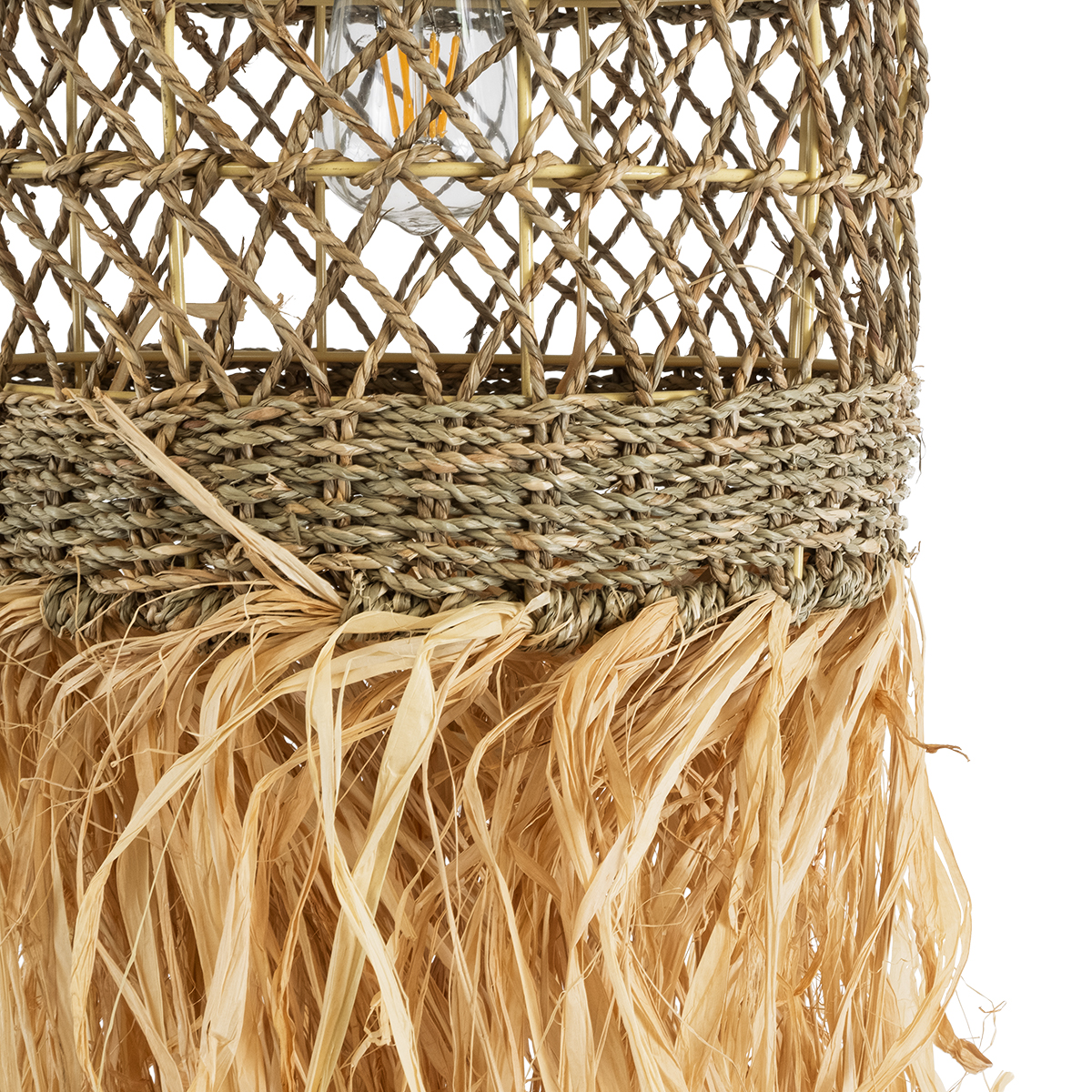 LEDTM® SAINTLUCIA 02160 Boho Κρεμαστό Φωτιστικό Οροφής με Ντουί 1 x E27 AC 220-240V IP20 - Μπεζ & Καφέ - Μ30 x Π30 x Υ90cm - Image 9