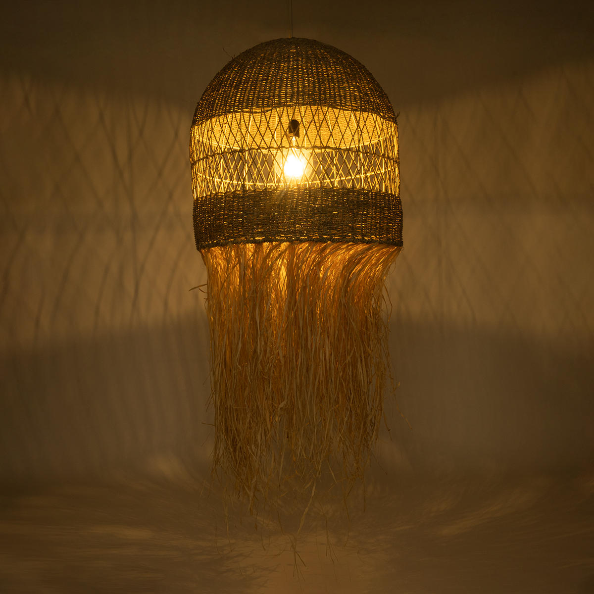 LEDTM® SAINTLUCIA 02161 Boho Κρεμαστό Φωτιστικό Οροφής με Ντουί 1 x E27 AC 220-240V IP20 - Μπεζ - Μ66 x Π66 x Υ120cm - Image 3