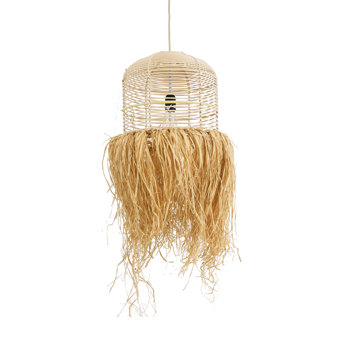 LEDTM® BASSETERRE 02162 Boho Κρεμαστό Φωτιστικό Οροφής με Ντουί 1 x E27 AC 220-240V IP20 - Μπεζ - Μ35 x Π35 x Υ60cm - Image 2