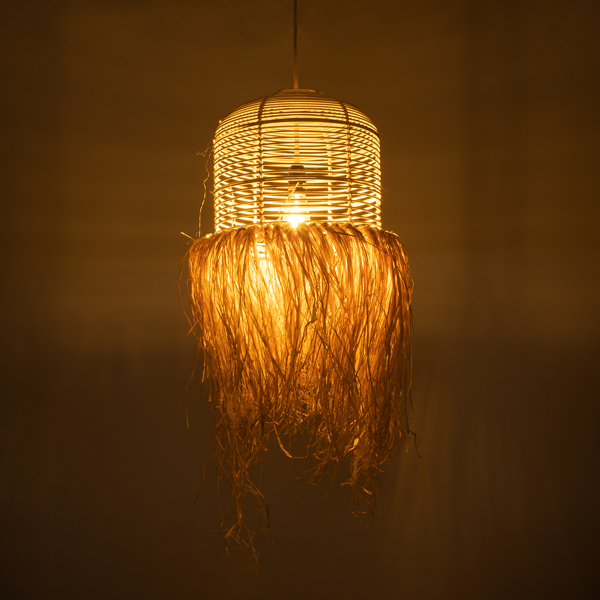 LEDTM® BASSETERRE 02162 Boho Κρεμαστό Φωτιστικό Οροφής με Ντουί 1 x E27 AC 220-240V IP20 - Μπεζ - Μ35 x Π35 x Υ60cm - Image 3