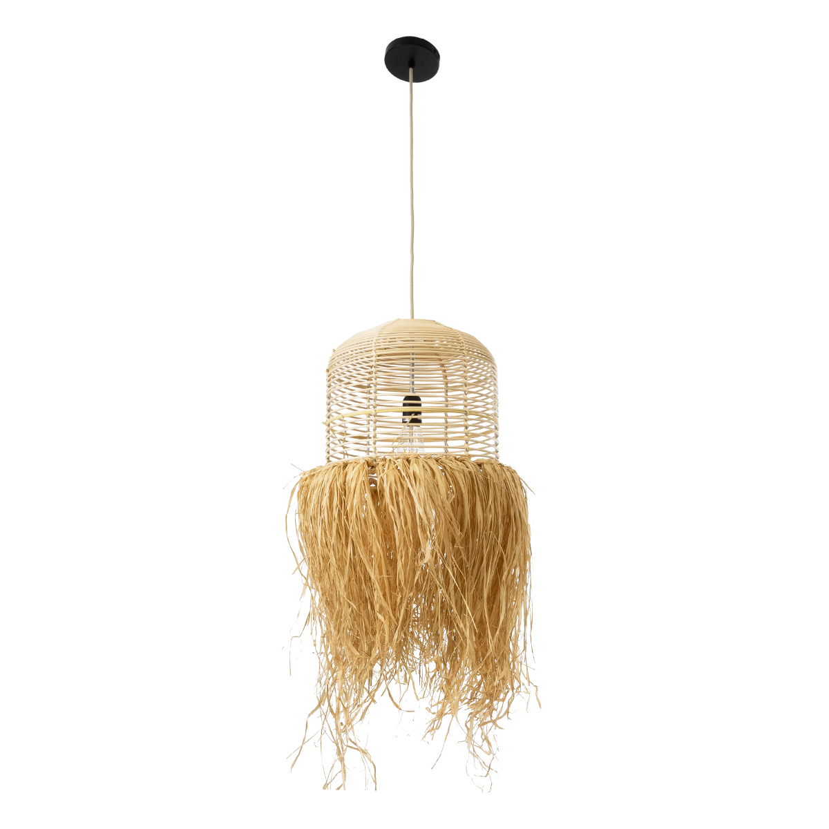 LEDTM® BASSETERRE 02162 Boho Κρεμαστό Φωτιστικό Οροφής με Ντουί 1 x E27 AC 220-240V IP20 - Μπεζ - Μ35 x Π35 x Υ60cm - Image 4