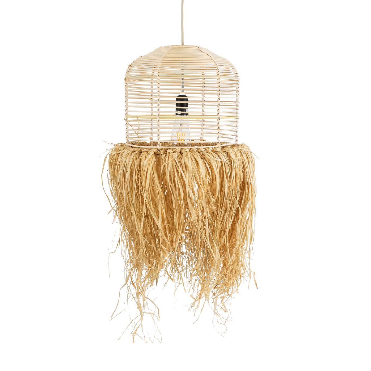 LEDTM® BASSETERRE 02162 Boho Κρεμαστό Φωτιστικό Οροφής με Ντουί 1 x E27 AC 220-240V IP20 - Μπεζ - Μ35 x Π35 x Υ60cm - Image 5