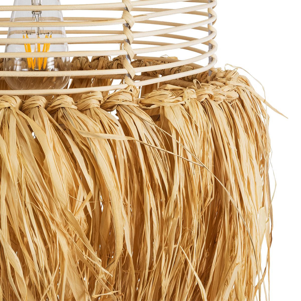 LEDTM® BASSETERRE 02162 Boho Κρεμαστό Φωτιστικό Οροφής με Ντουί 1 x E27 AC 220-240V IP20 - Μπεζ - Μ35 x Π35 x Υ60cm - Image 9