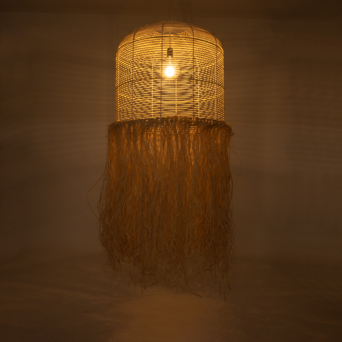 LEDTM® BASSETERRE 02163 Boho Κρεμαστό Φωτιστικό Οροφής με Ντουί 1 x E27 AC 220-240V IP20 - Μπεζ & Καφέ - Μ70 x Π70 x Υ170cm - Image 3