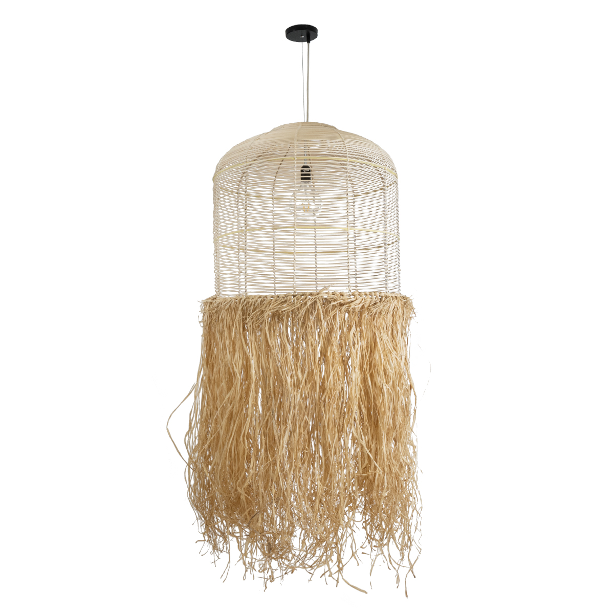 LEDTM® BASSETERRE 02163 Boho Κρεμαστό Φωτιστικό Οροφής με Ντουί 1 x E27 AC 220-240V IP20 - Μπεζ & Καφέ - Μ70 x Π70 x Υ170cm - Image 4