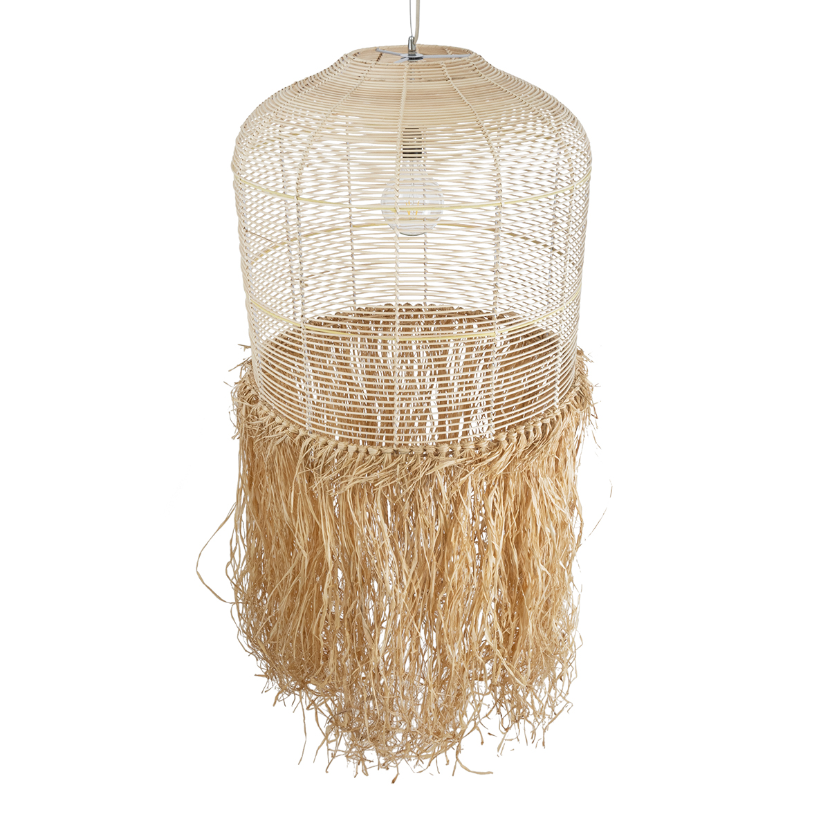 LEDTM® BASSETERRE 02163 Boho Κρεμαστό Φωτιστικό Οροφής με Ντουί 1 x E27 AC 220-240V IP20 - Μπεζ & Καφέ - Μ70 x Π70 x Υ170cm - Image 7