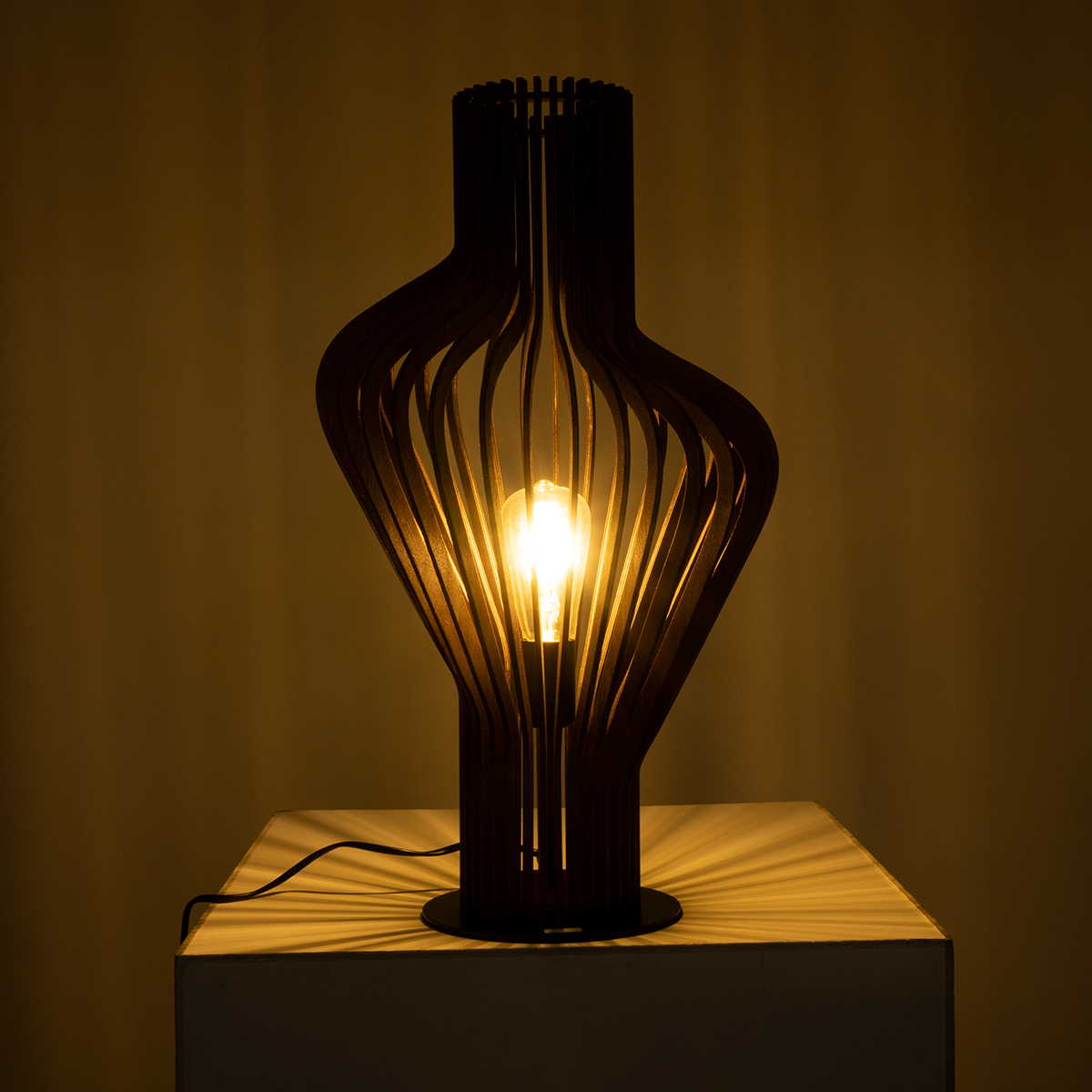 LEDTM® MIHIRO 02177 Boho Επιτραπέζιο Φωτιστικό Πορτατίφ με Ντουί 1 x E27 AC 220-240V IP20 - Καφέ & Μαύρο - Μ33 x Π33 x Υ57cm - Image 3