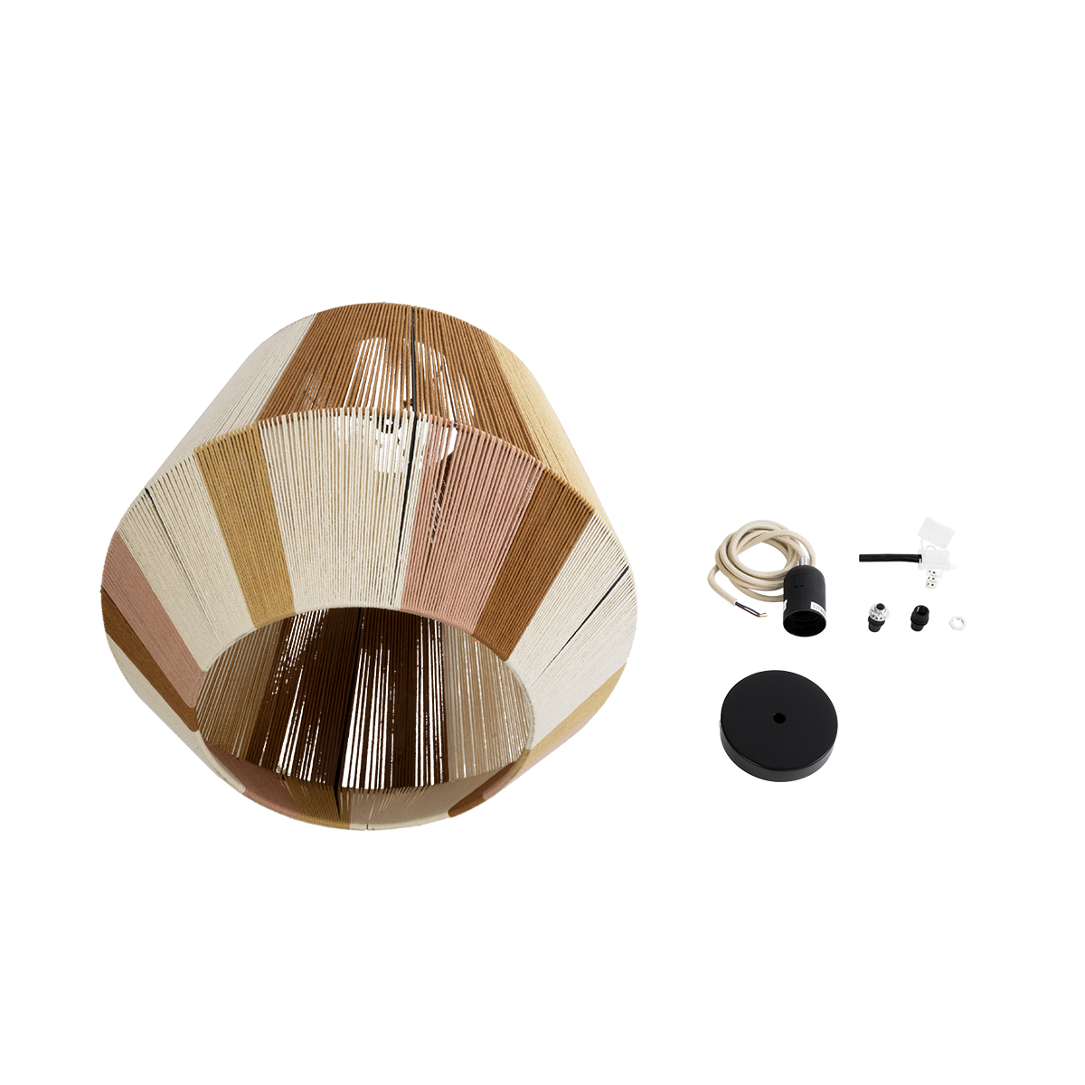 LEDTM® SALERNO 02187 Boho Κρεμαστό Φωτιστικό Οροφής με Ντουί 1 x E27 AC 220-240V IP20 - Μπεζ & Καφέ - Μ50 x Π50 x Υ50cm - Image 10