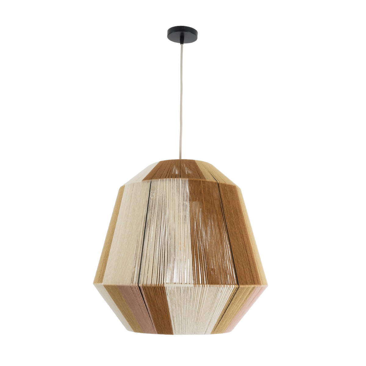 LEDTM® SALERNO 02187 Boho Κρεμαστό Φωτιστικό Οροφής με Ντουί 1 x E27 AC 220-240V IP20 - Μπεζ & Καφέ - Μ50 x Π50 x Υ50cm - Image 4