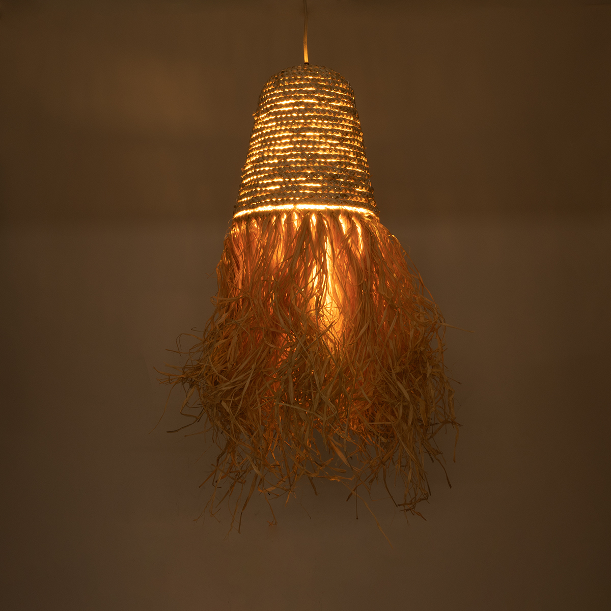 LEDTM® LETA 02189 Boho Κρεμαστό Φωτιστικό Οροφής με Ντουί 1 x E27 AC 220-240V IP20 - Μπεζ - Μ34 x Π34 x Υ70cm - Image 3