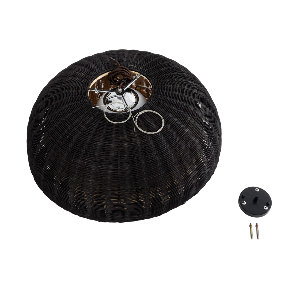 LEDTM® CORSICA 02216 Boho Κρεμαστό Φωτιστικό Οροφής με Ντουί 1 x E27 AC 220-240V IP20 - Μαύρο & Μπεζ - Μ70 x Π70 x Υ35cm - Image 11