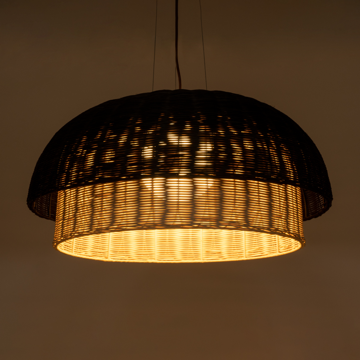 LEDTM® CORSICA 02216 Boho Κρεμαστό Φωτιστικό Οροφής με Ντουί 1 x E27 AC 220-240V IP20 - Μαύρο & Μπεζ - Μ70 x Π70 x Υ35cm - Image 3