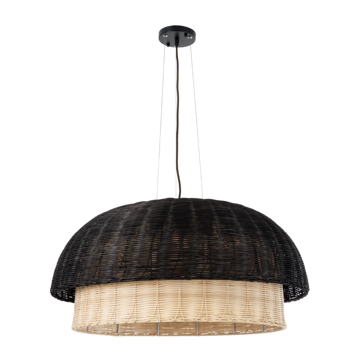 LEDTM® CORSICA 02216 Boho Κρεμαστό Φωτιστικό Οροφής με Ντουί 1 x E27 AC 220-240V IP20 - Μαύρο & Μπεζ - Μ70 x Π70 x Υ35cm - Image 4