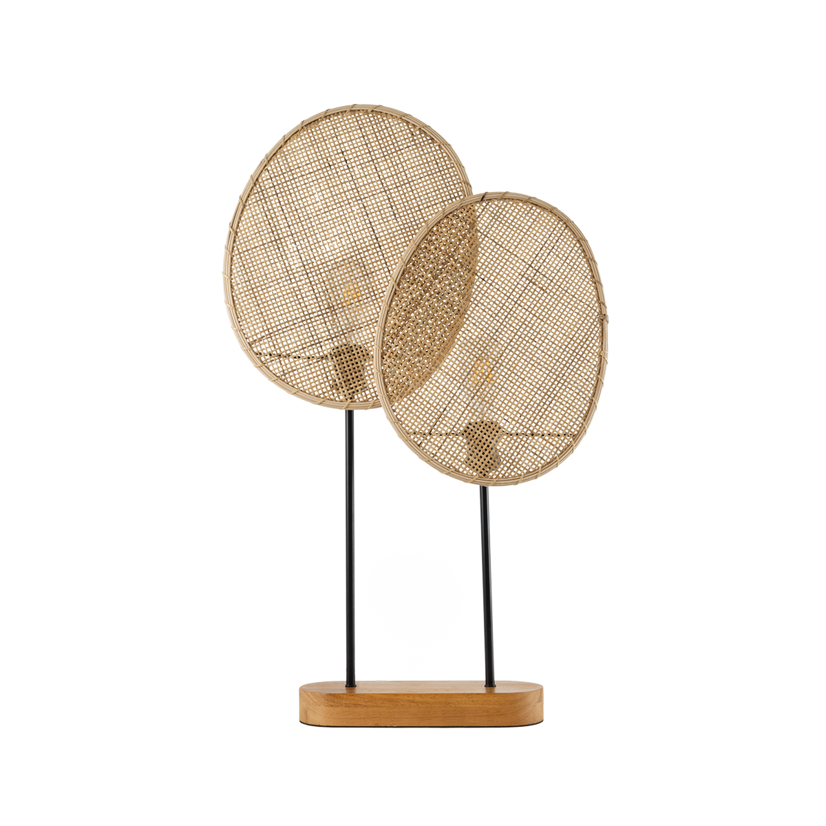 LEDTM® AZUL 02231 Boho Επιτραπέζιο Φωτιστικό Πορτατίφ με Ντουί 2 x E27 AC 220-240V IP20 - Μπεζ & Μαύρο - Μ45 x Π11 x Υ75cm - Image 4
