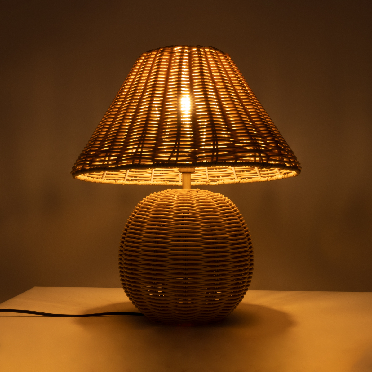LEDTM® PERU 02239 Boho Επιτραπέζιο Φωτιστικό Πορτατίφ με Ντουί 1 x E27 AC 220-240V IP20 - Μπεζ - Μ40 x Π40 x Υ45cm - Image 8