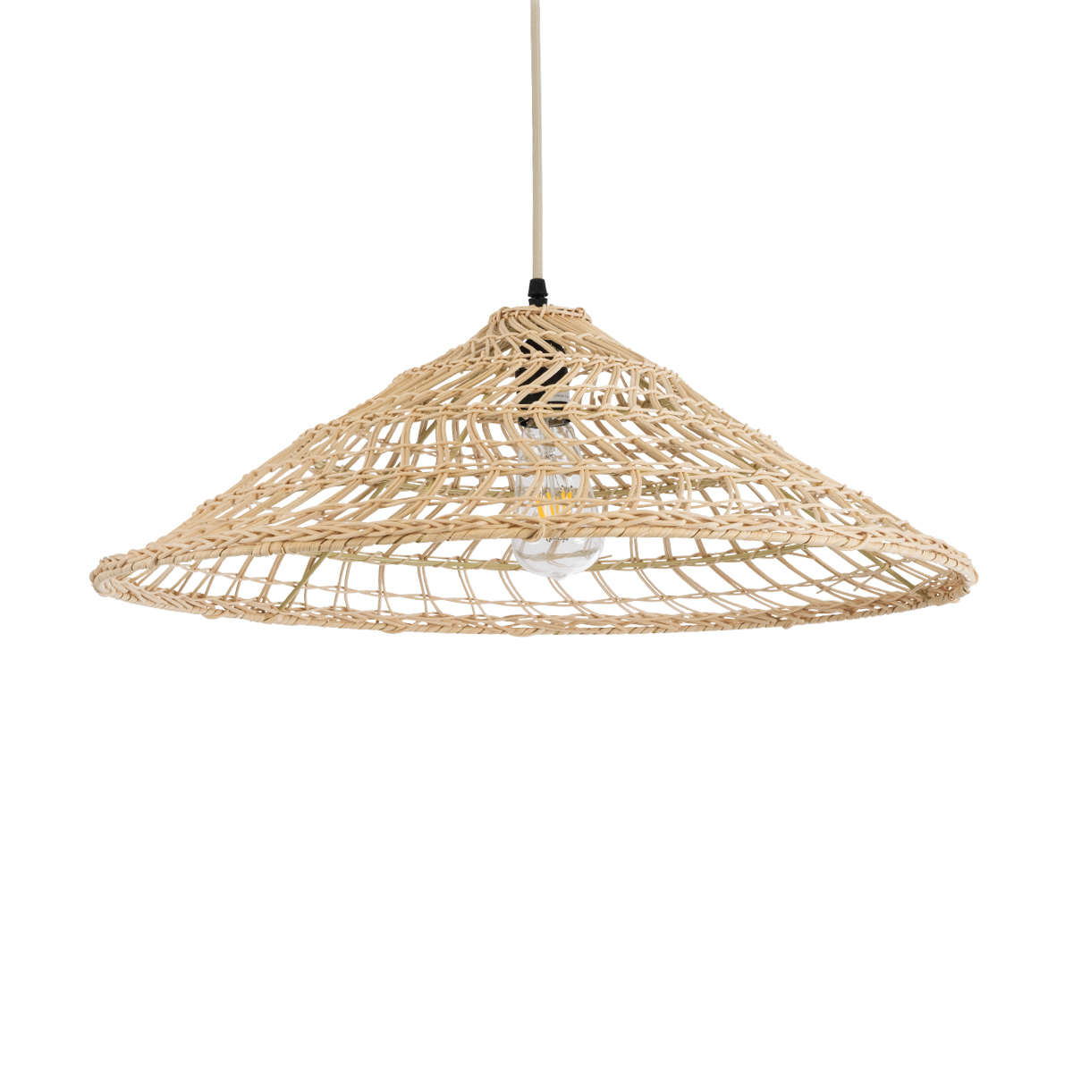 LEDTM® KAIA 02346 Boho Κρεμαστό Φωτιστικό Οροφής με Ντουί 1 x E27 AC 220-240V IP20 - Μπεζ - Μ60 x Π60 x Υ20cm - Image 2