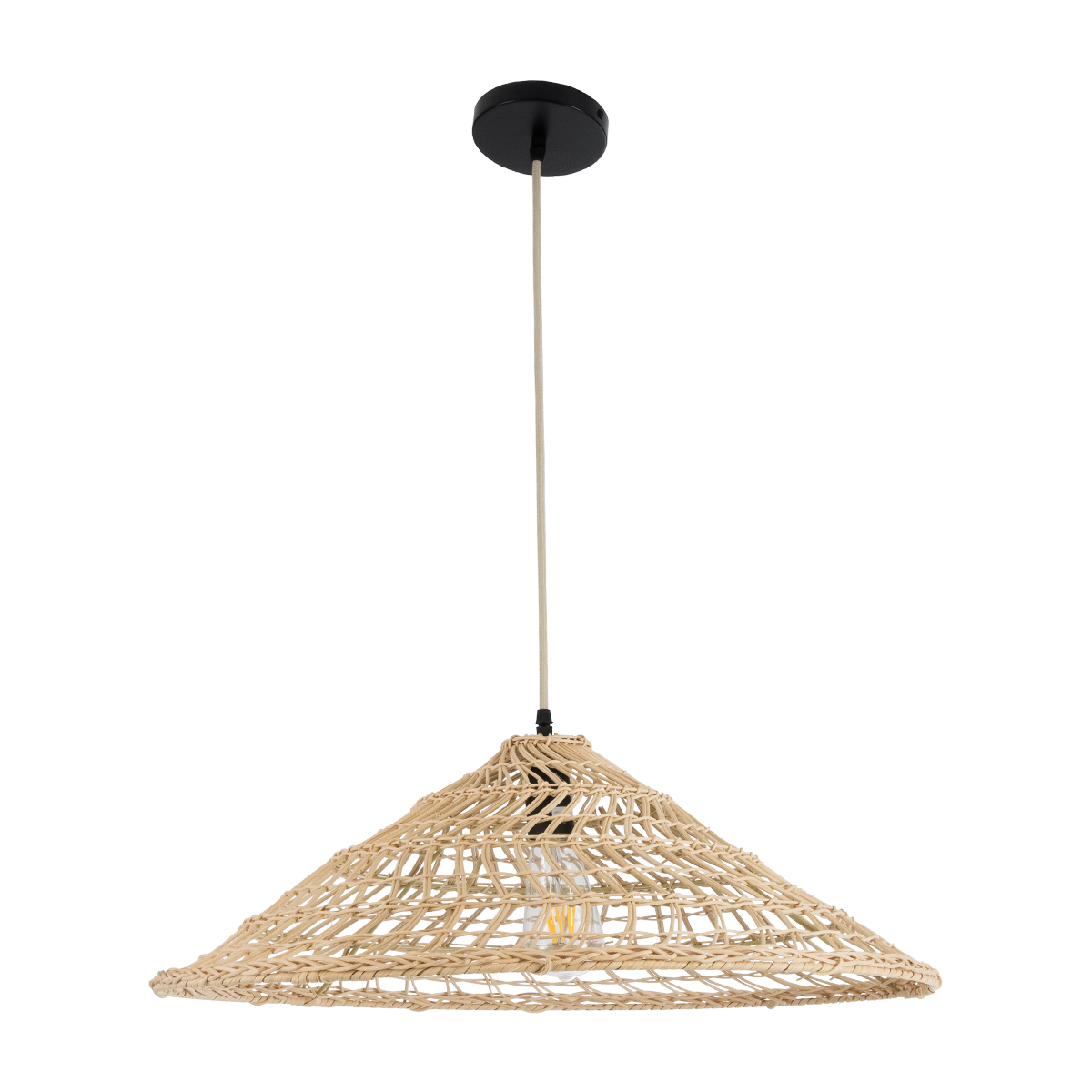 LEDTM® KAIA 02346 Boho Κρεμαστό Φωτιστικό Οροφής με Ντουί 1 x E27 AC 220-240V IP20 - Μπεζ - Μ60 x Π60 x Υ20cm - Image 4