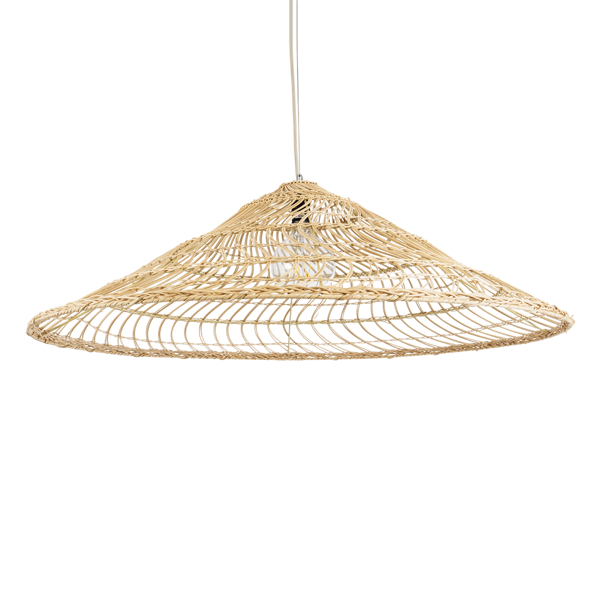 LEDTM® KAIA 02348 Boho Κρεμαστό Φωτιστικό Οροφής με Ντουί 1 x E27 AC 220-240V IP20 - Μπεζ - Μ100 x Π100 x Υ30cm - Image 2