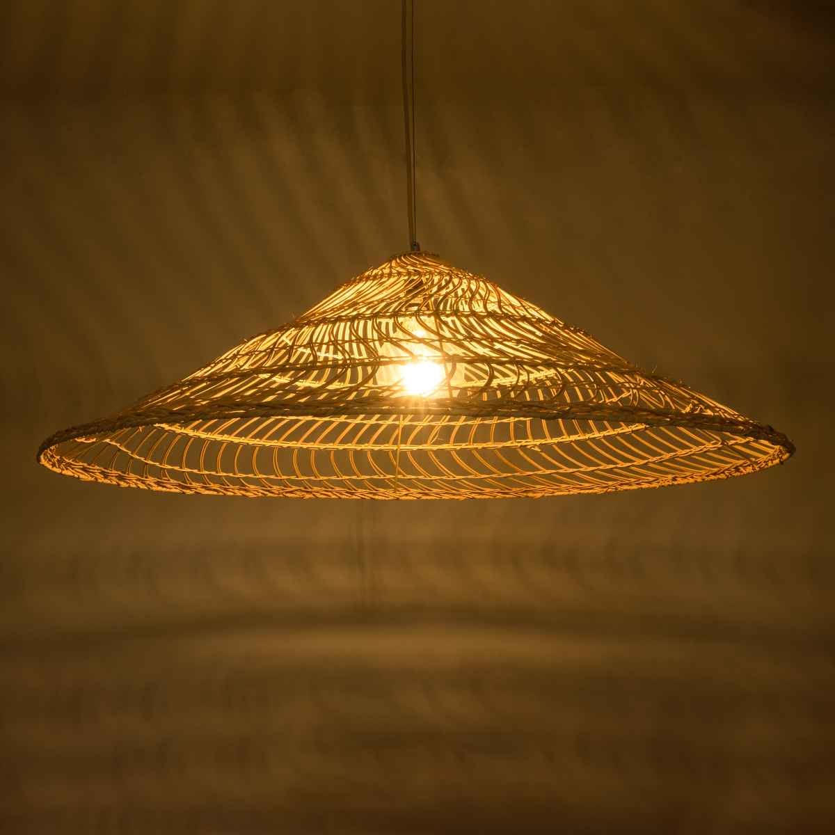 LEDTM® KAIA 02348 Boho Κρεμαστό Φωτιστικό Οροφής με Ντουί 1 x E27 AC 220-240V IP20 - Μπεζ - Μ100 x Π100 x Υ30cm - Image 3