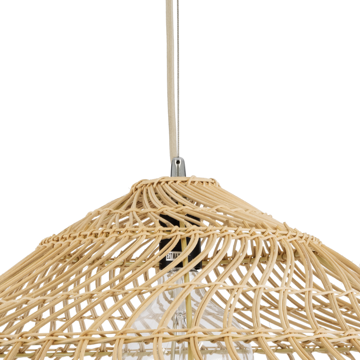 LEDTM® KAIA 02348 Boho Κρεμαστό Φωτιστικό Οροφής με Ντουί 1 x E27 AC 220-240V IP20 - Μπεζ - Μ100 x Π100 x Υ30cm - Image 9