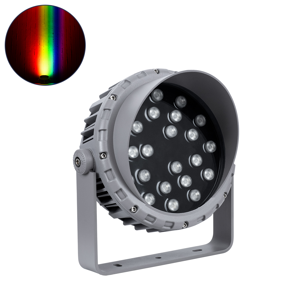 LEDTM® FLOODMENA 90648 Προβολέας Σποτ Wall Washer με Αντιθαμβωτική Γρίλια LED 36W 2880lm 30° DC 24V Αδιάβροχο IP65 Πολύχρωμο RGBW Dimmable DMX512 - Bridgelux SMD Chip - Γκρι Ανθρακί - Μ23 x Π23 x Υ18cm - 3 Χρόνια Εγγύηση - Image 2