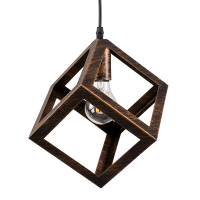 Alternative view of LEDTM® CUBE 00793 Μοντέρνο Κρεμαστό Φωτιστικό Οροφής με Ντουί 1 x E27 AC 220-240V IP20 - Χάλκινο - Μ25 x Π25 x Υ25cm