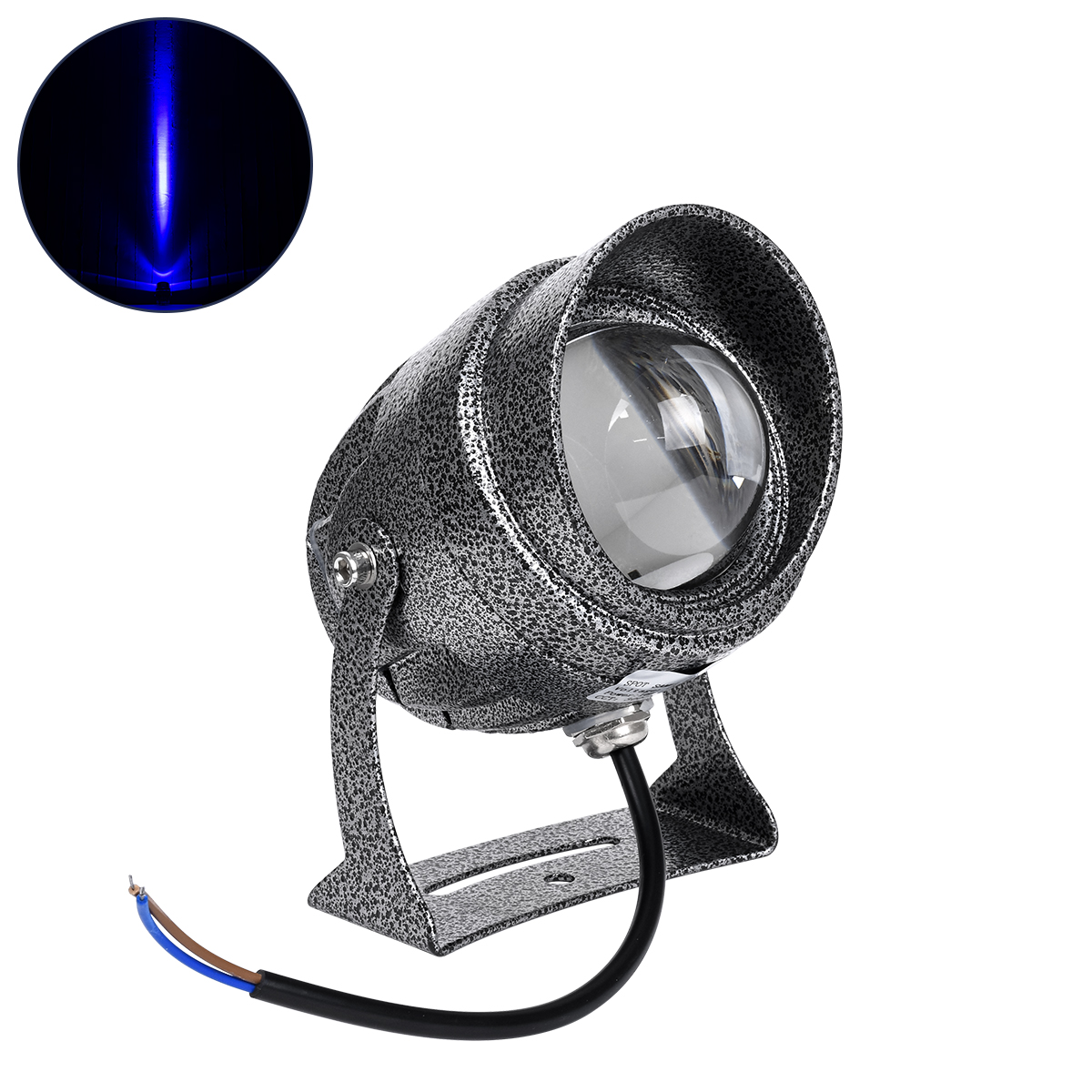 LEDTM® SPOTXENIA 90634 Σποτ Φωτισμου με Αντιθαμβωτική Γρίλια LED 16W 1360lm 3° DC 24V Αδιάβροχο IP65 Μπλε Dimmable - Bridgelux COB Chip - Σφυρήλατο Γκρι Ανθρακί - Μ9 x Π9 x Υ12cm - 3 Χρόνια Εγγύηση - Image 2