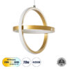 LEDTM® ALICE 61057 Μοντέρνο Κρεμαστό Φωτιστικό Οροφής LED 20W 2400lm 300° AC 220-240V IP20 Ρυθμιζόμενο Λευκό CCT με On/Off 2700K/4500K/6000K - Lumileds SMD Chip - Χρυσό Βούρτσας - Μ25 x Π22 x Υ25cm - 3 Χρόνια Εγγύηση - Image 2