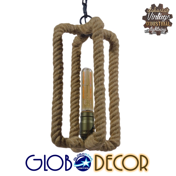 LEDTM® ELDORA 10001014 Vintage Κρεμαστό Φωτιστικό Οροφής με Ντουί 1 x E27 AC 220-240V IP20 - Μπεζ & Μπρούτζινο - Μ13 x Π13 x Υ30cm - Image 3