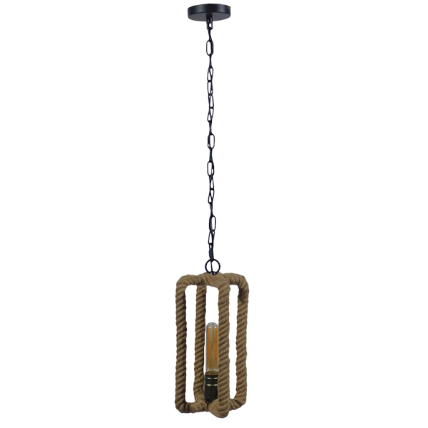 LEDTM® ELDORA 10001014 Vintage Κρεμαστό Φωτιστικό Οροφής με Ντουί 1 x E27 AC 220-240V IP20 - Μπεζ & Μπρούτζινο - Μ13 x Π13 x Υ30cm - Image 4
