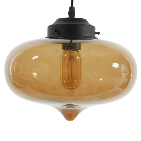LEDTM® QUINN 01029 Vintage Κρεμαστό Φωτιστικό Οροφής με Ντουί 1 x E27 AC 220-240V IP20 - Μελί & Μαύρο - Μ26 x Π26 x Υ20cm - Image 5