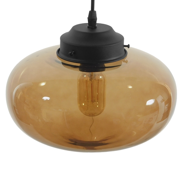 LEDTM® QUINN 01029 Vintage Κρεμαστό Φωτιστικό Οροφής με Ντουί 1 x E27 AC 220-240V IP20 - Μελί & Μαύρο - Μ26 x Π26 x Υ20cm - Image 6