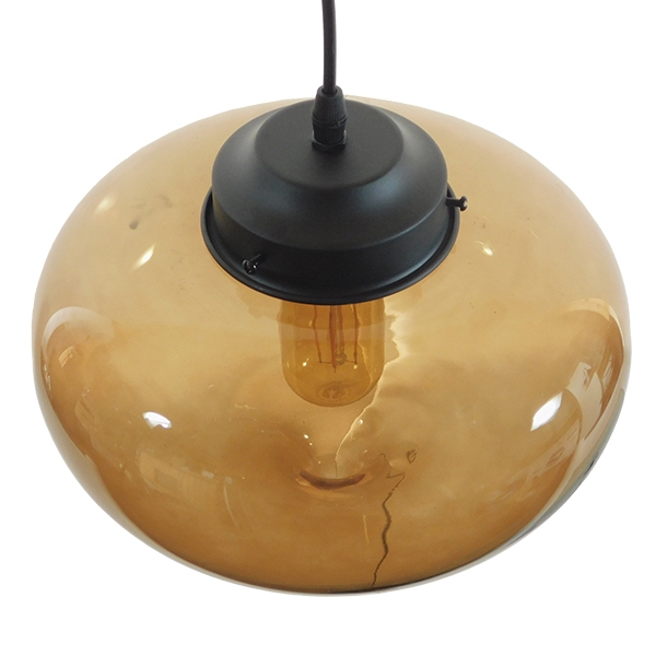 LEDTM® QUINN 01029 Vintage Κρεμαστό Φωτιστικό Οροφής με Ντουί 1 x E27 AC 220-240V IP20 - Μελί & Μαύρο - Μ26 x Π26 x Υ20cm - Image 7