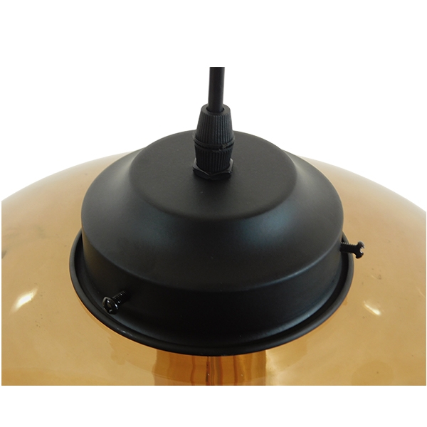 LEDTM® QUINN 01029 Vintage Κρεμαστό Φωτιστικό Οροφής με Ντουί 1 x E27 AC 220-240V IP20 - Μελί & Μαύρο - Μ26 x Π26 x Υ20cm - Image 9