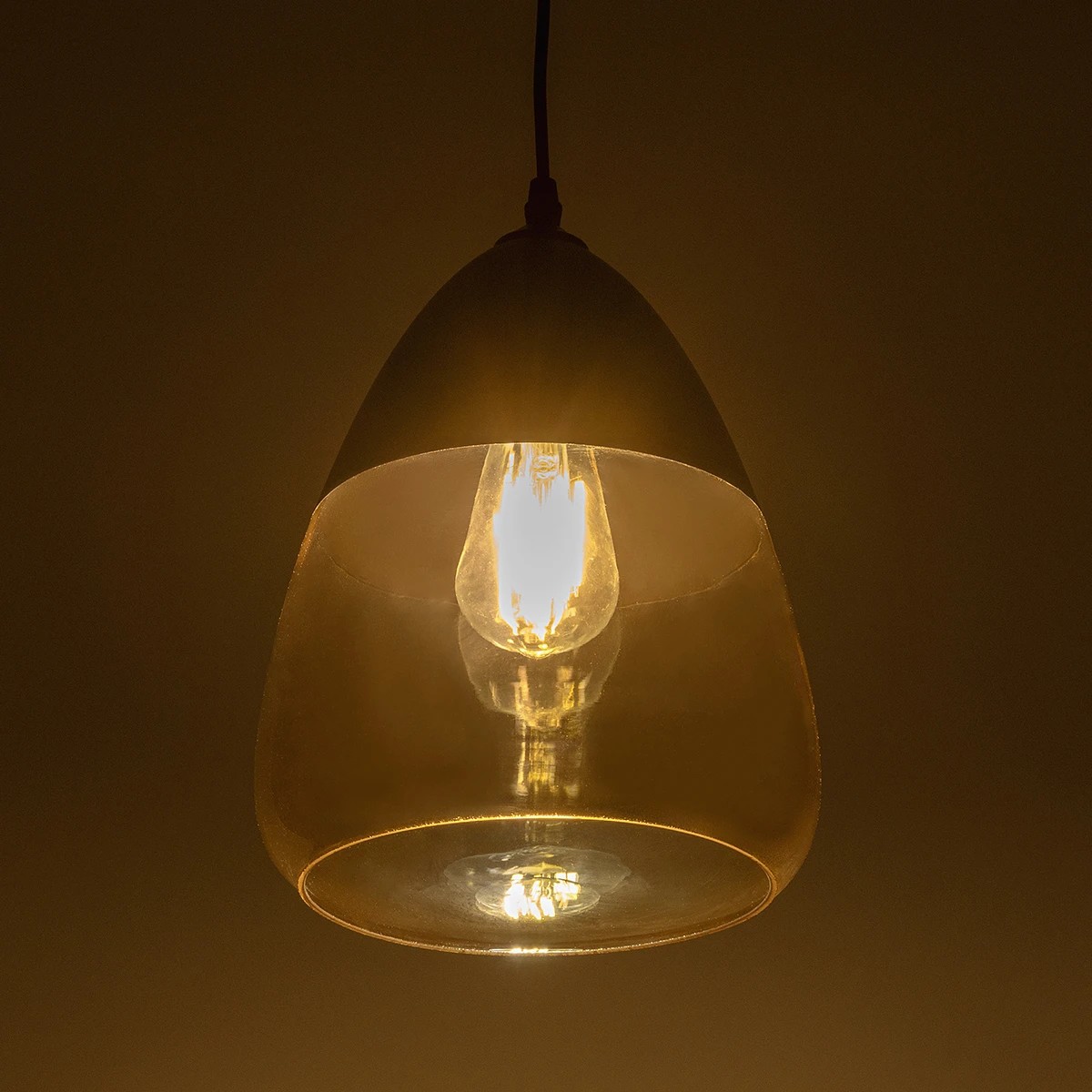LEDTM® OLIVER 10001231 Vintage Κρεμαστό Φωτιστικό Οροφής με Ντουί 1 x E27 AC 220-240V IP20 - Μαύρο & Μελί - Μ20 x Π20 x Υ21cm - Image 3