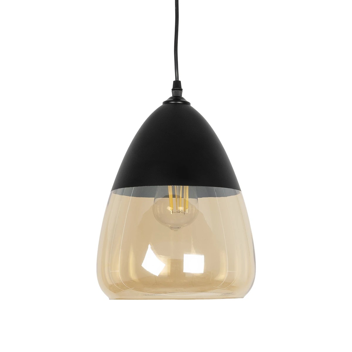 LEDTM® OLIVER 10001231 Vintage Κρεμαστό Φωτιστικό Οροφής με Ντουί 1 x E27 AC 220-240V IP20 - Μαύρο & Μελί - Μ20 x Π20 x Υ21cm - Image 5