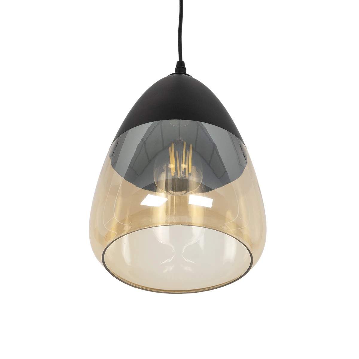 LEDTM® OLIVER 10001231 Vintage Κρεμαστό Φωτιστικό Οροφής με Ντουί 1 x E27 AC 220-240V IP20 - Μαύρο & Μελί - Μ20 x Π20 x Υ21cm - Image 6