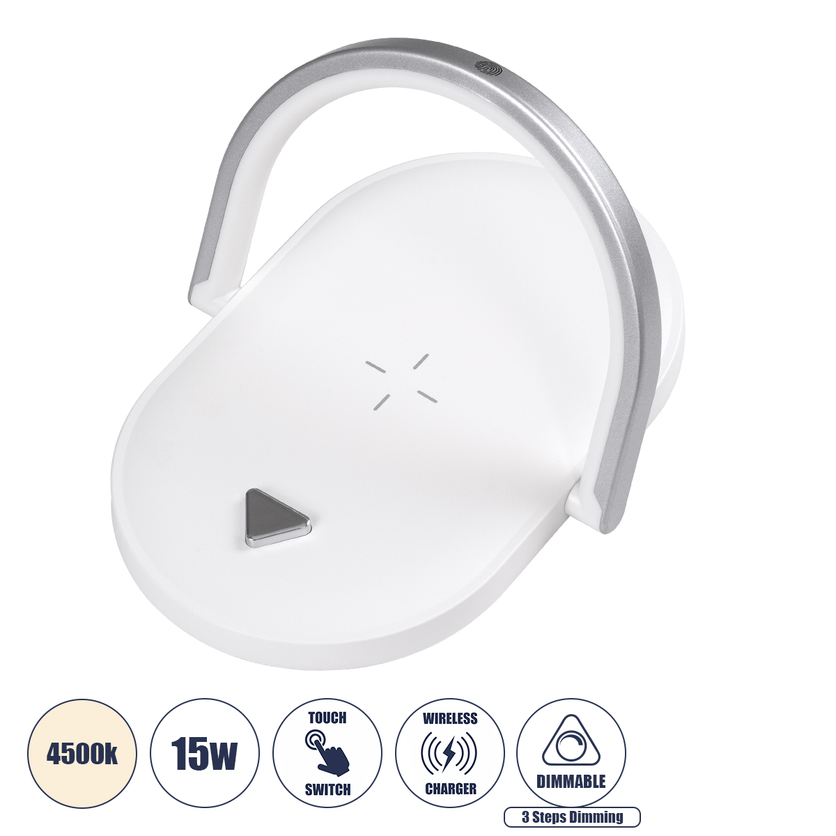 LEDTM® ECLIPSE 76559 Επιτραπέζιο Φωτιστικό Πορτατίφ LED 15W 1200lm 180° AC 220-240V IP20 Φυσικό Λευκό 4500K Dimmable Λευκό Πλαστικό - Μ17 x Π13 x Υ10cm - 2 Xρόνια Εγγύηση - Image 2