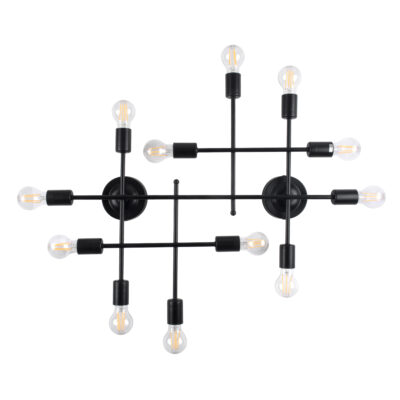 Alternative view of LEDTM® PIPING 00667 Vintage Φωτιστικό Τοίχου - Απλίκα με Ντουί 12 x E27 AC 220-240V IP20 - Μαύρο - Μ78.5 x Π9.5 x Υ64cm