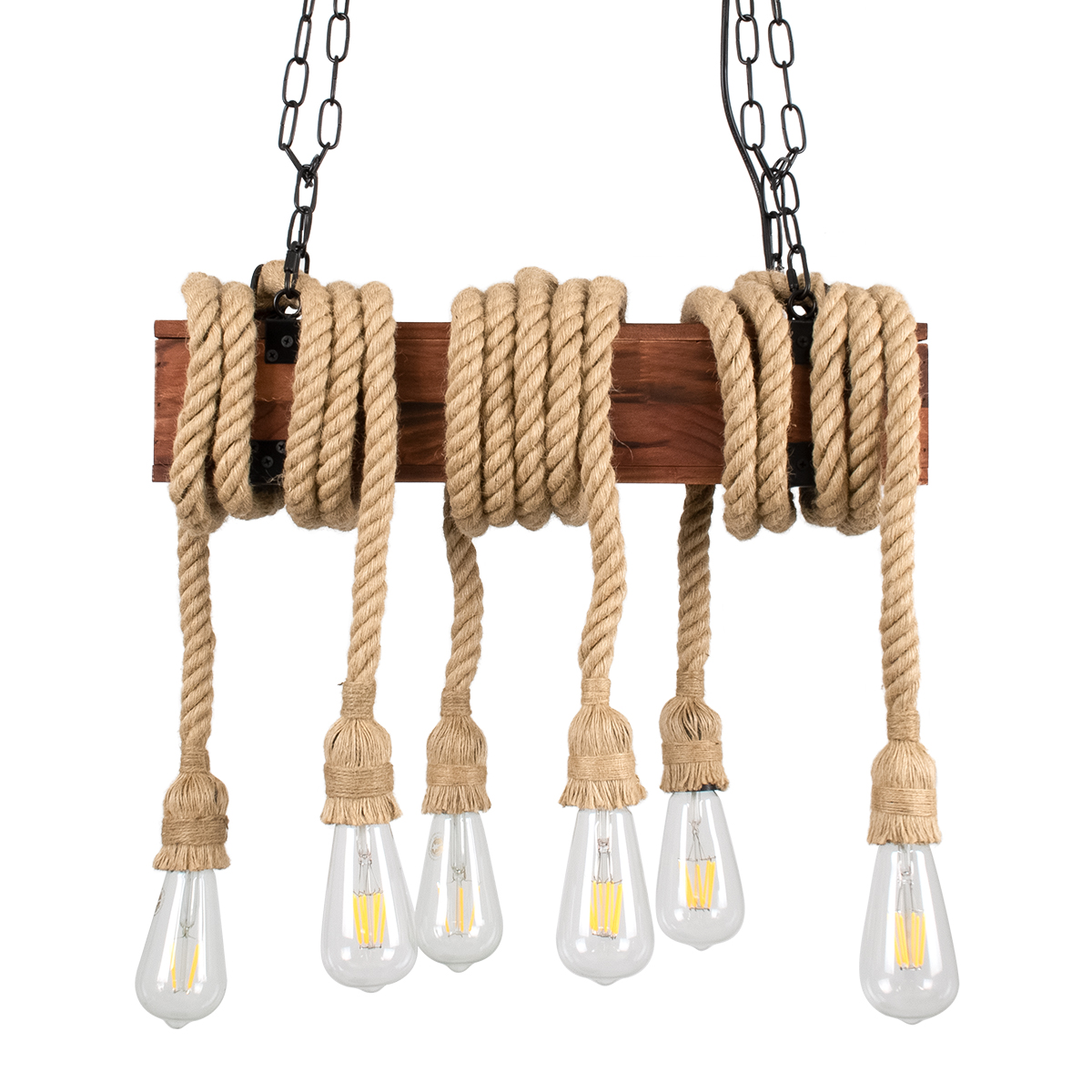 LEDTM® VIKING 00606 Vintage Κρεμαστό Φωτιστικό Οροφής με Ντουί 6 x E27 AC 220-240V IP20 - Καφέ & Μπεζ - Μ53 x Π11 x Υ220cm - Image 2