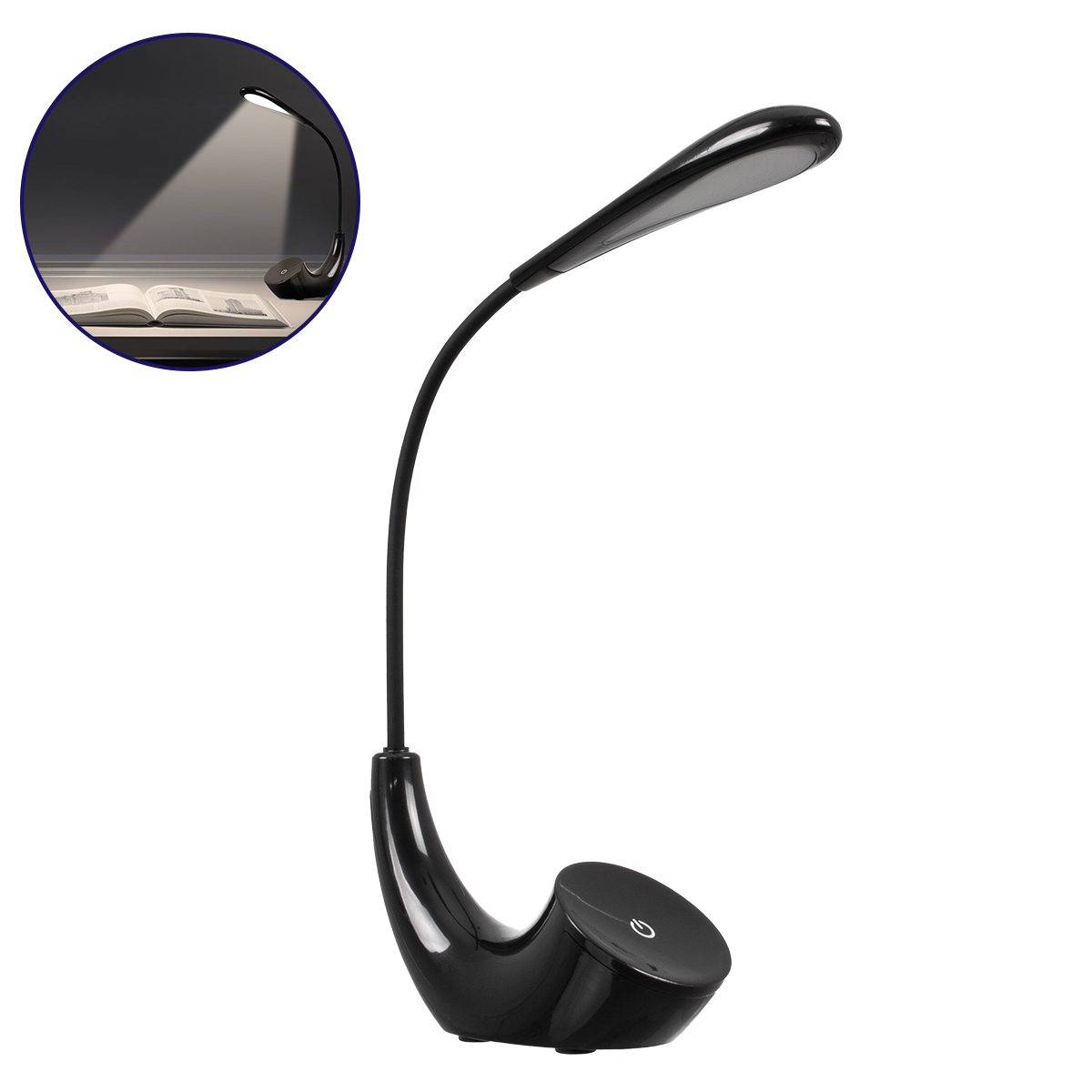 LEDTM® TEBLARO 76501 Μοντέρνο Επιτραπέζιο Φωτιστικό Γραφείου LED 2.8W 550lm 90° DC 5V με USB-C με Επαναφορτιζόμενη Μπαταρία Li-ion 3.7V 1x18650 1800mAh IP20 Φυσικό Λευκό 4500K - Sanan SMD Chip - Μαύρο - Μ15.5 x Π7.5 x Υ44.5cm - 2 Χρόνια Εγγύηση - Image 2