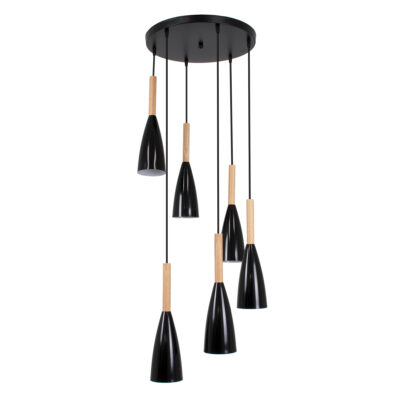 Alternative view of LEDTM® DILLON 00628 Μοντέρνο Κρεμαστό Φωτιστικό Οροφής με Ντουί 6 x E27 AC 220-240V IP20 - Μαύρο & Μπεζ - Μ52 x Π52 x Y130cm