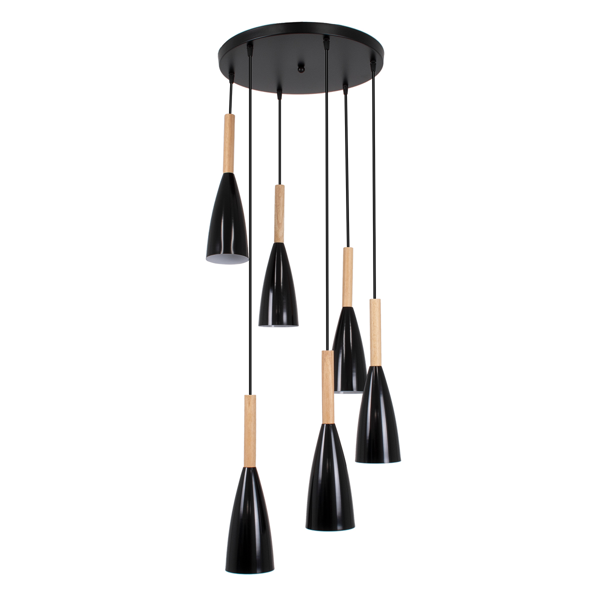 LEDTM® DILLON 00628 Μοντέρνο Κρεμαστό Φωτιστικό Οροφής με Ντουί 6 x E27 AC 220-240V IP20 - Μαύρο & Μπεζ - Μ52 x Π52 x Y130cm - Image 2