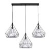 LEDTM® EIFFEL 61569 Vintage Κρεμαστό Φωτιστικό Οροφής με Ντουί 3 x E27 AC 220-240V IP20 - Μαύρο & Λευκό - Μ68 x Π25 x Υ130cm - Image 2