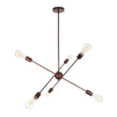 Alternative view of LEDTM® ZANE 00785 Μοντέρνο Φωτιστικό Οροφής με Ντουί 6 x E27 AC 220-240V IP20 - Χάλκινο - Μ70 x Π70 x Υ100cm