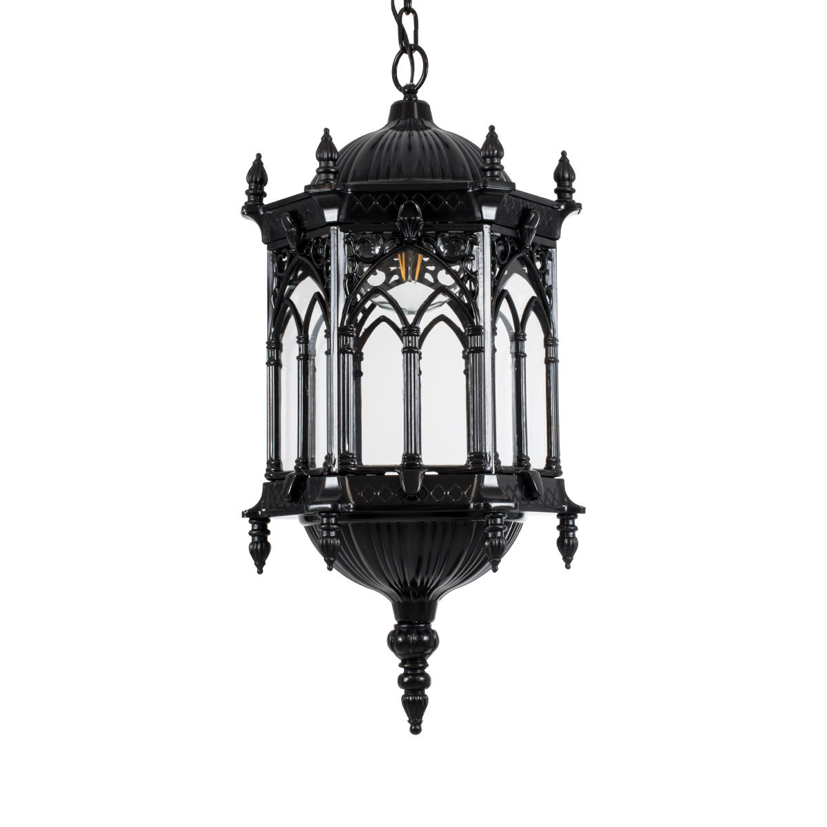 LEDTM® DARCY 00672 Vintage Κρεμαστό Φωτιστικό Οροφής με Ντουί 1 x E27 AC 220-240V IP20 - Μαύρο & Διάφανο - Μ35 x Π35 x Υ61cm - Image 2