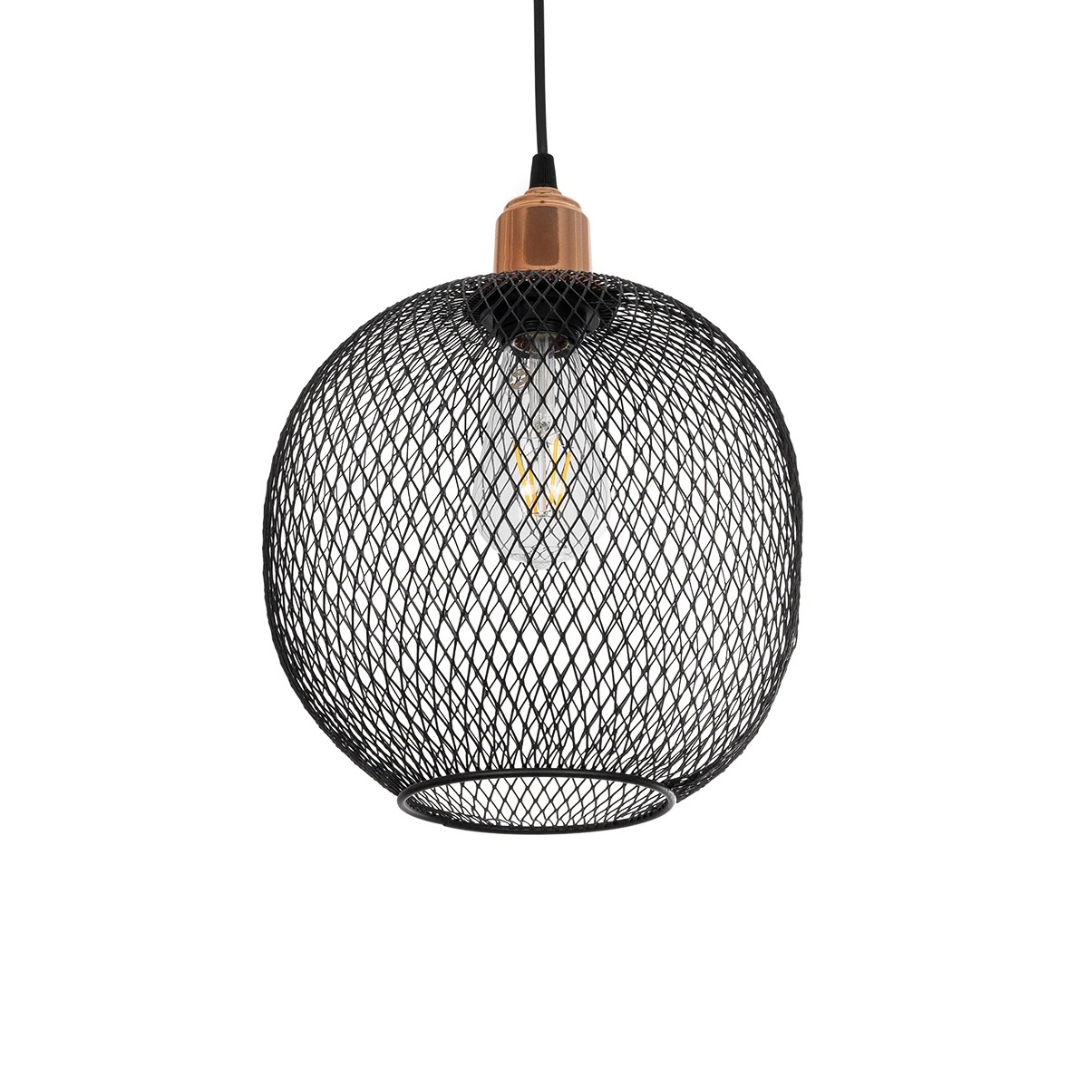 LEDTM® WIRE 203-0004 Μοντέρνο Κρεμαστό Φωτιστικό Οροφής με Ντουί 1 x E27 AC 220-240V IP20 - Μαύρο & Χάλκινο - Μ25 x Π25 x Υ30cm - Image 2