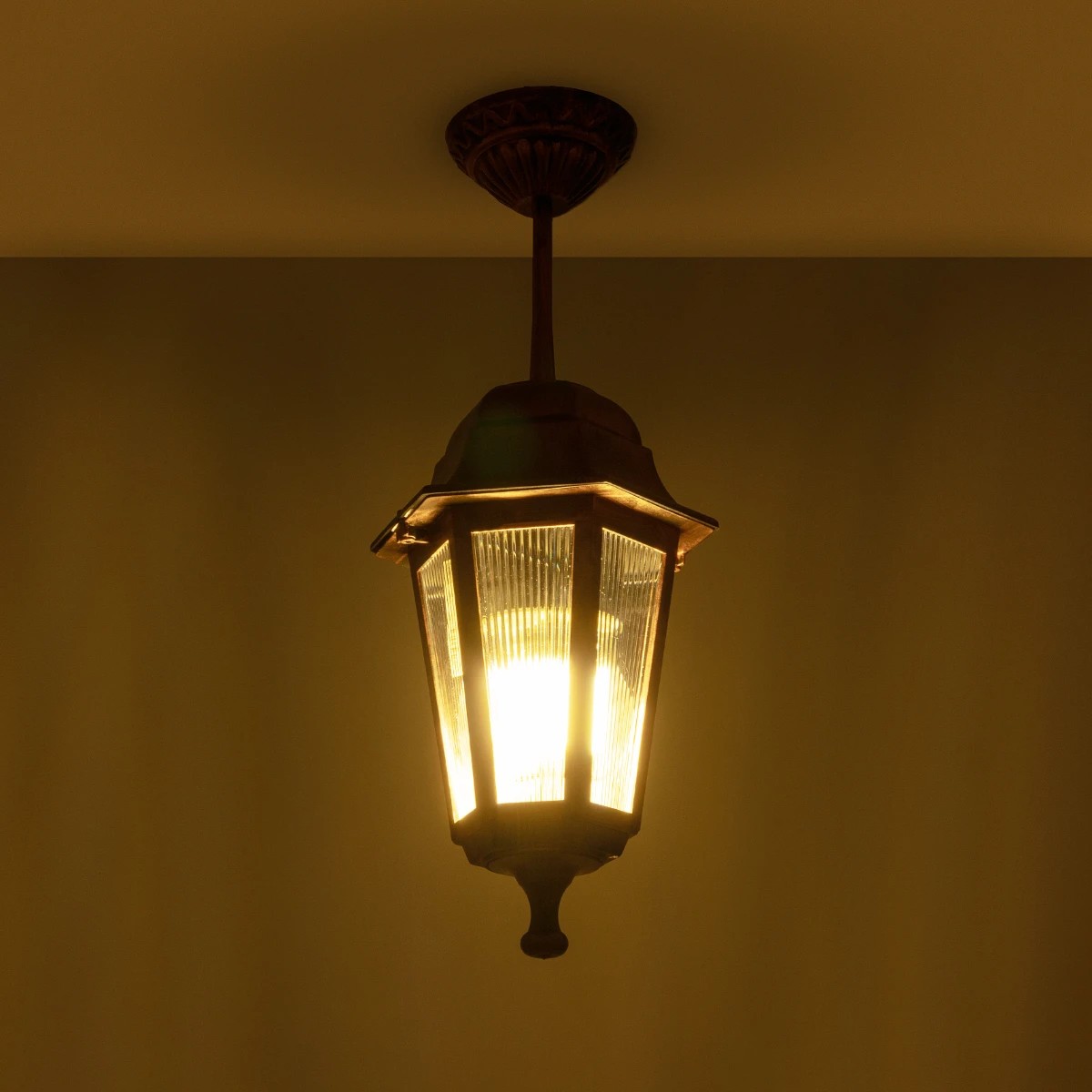 LEDTM® VITRO 203-0194 Vintage Φωτιστικό Οροφής με Ντουί 1 x E27 AC 220-240V IP44 - Χάλκινο - Μ17 x Π17 x Υ28cm - Image 3