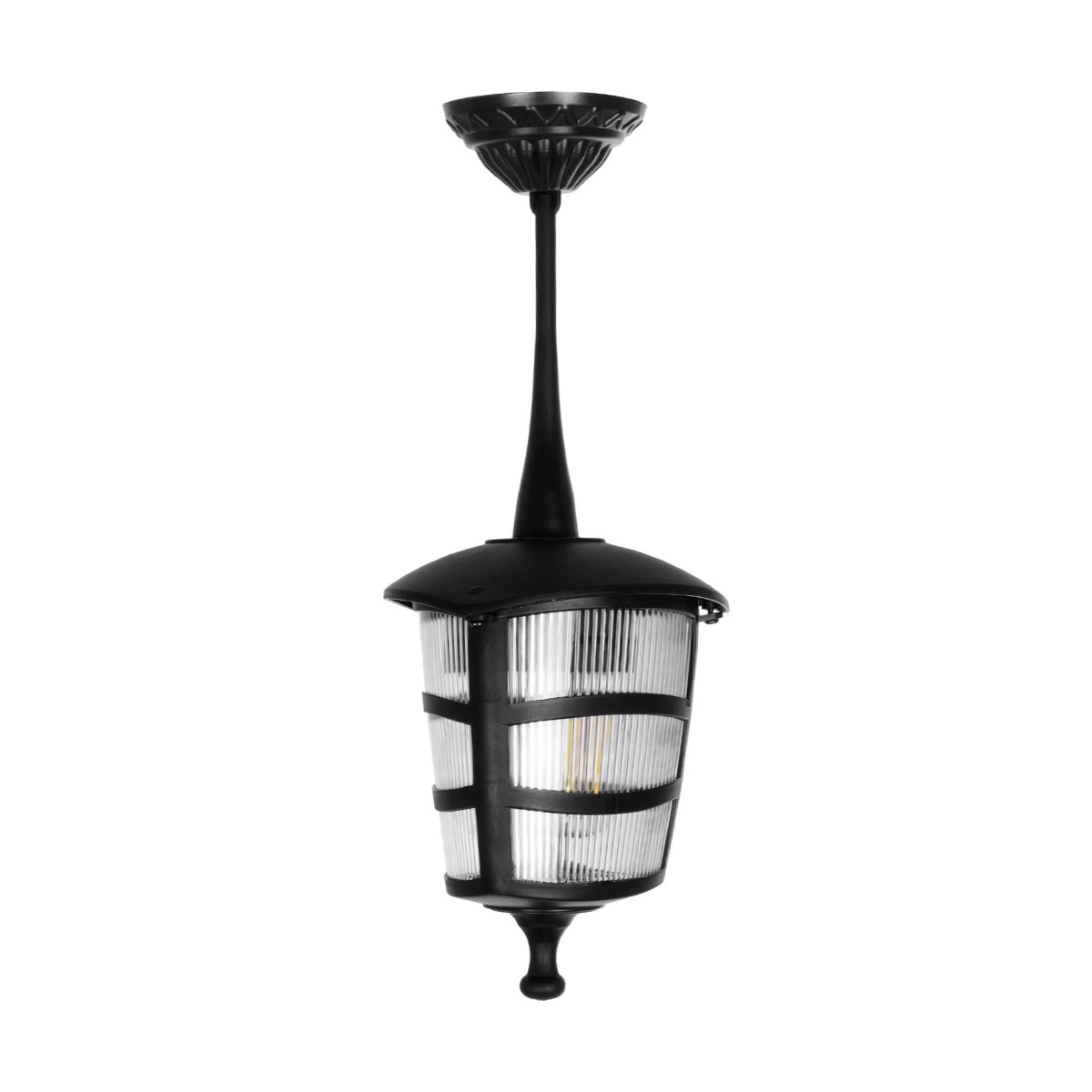 LEDTM® ZARDIN 203-0204 Vintage Φωτιστικό Οροφής με Ντουί 1 x E27 AC 220-240V IP44 - Μαύρο - Μ17 x Π17 x Υ42cm - Image 4